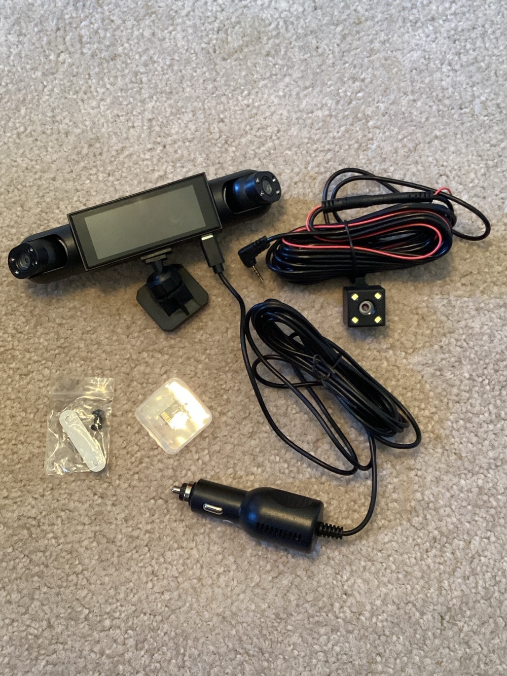 Dual Lens Car Dash Camera with LCD Screen - Black
